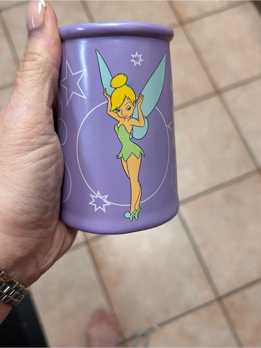 Vintage Disney Purple Tinker Bell Brush Cup Holder